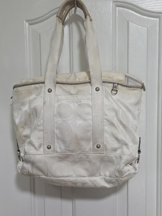 Coach Handbags - Coach Cream Tote Bag with Subtle Pattern - Women's Carryall